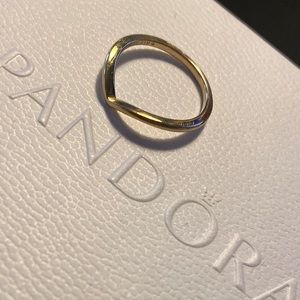Pandora gold Wishbone Ring Sz 54 (7)